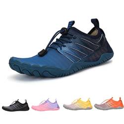 DRECAGE Schnell-Trocknend Badeschuhe Wasserschuhe Herren Damen Barfußschuhe Auqaschuhe Für Wassersport Fitness Schwimmen Surfen rutschfest Leicht Blau 44EU von DRECAGE