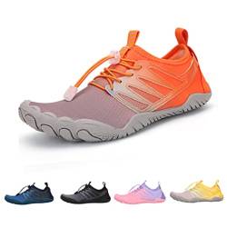 DRECAGE Schnell-Trocknend Badeschuhe Wasserschuhe Herren Damen Barfußschuhe Auqaschuhe Für Wassersport Fitness Schwimmen Surfen rutschfest Leicht Orange 40EU von DRECAGE