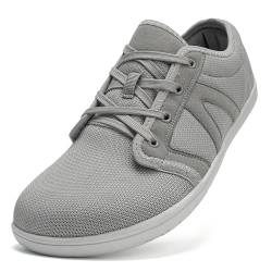 DRECAGE Unisex Barfußschuhe Herren Barfuss Schuhe Damen Leicht Atmungsaktiv Barfussschuhe mit Breiter Zehenbox Grau 44 EU von DRECAGE