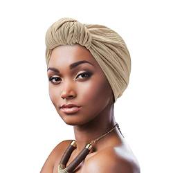 DRESHOW 1 Stück Afrikanischer Damen Turban Geflecht Kopfbedeckung Kopftücher Chemo Kappe Vorgebunden Beanie Mütze Kopfwickel Schlafmütze von DRESHOW