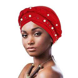 DRESHOW 1 Stück Afrikanischer Damen Turban Geflecht Kopfbedeckung Kopftücher Chemo Kappe Vorgebunden Beanie Mütze Kopfwickel Schlafmütze von DRESHOW