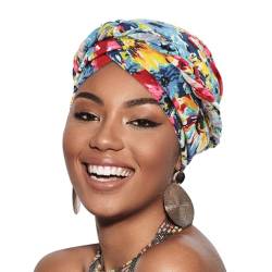 DRESHOW 1 Stück Afrikanischer Damen Turban Geflecht Kopfbedeckung Kopftücher Chemo Kappe Vorgebunden Beanie Mütze Kopfwickel Schlafmütze von DRESHOW