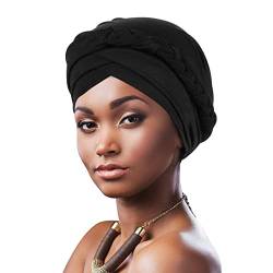 DRESHOW 1 Stück Afrikanischer Damen Turban Geflecht Kopfbedeckung Kopftücher Chemo Kappe Vorgebunden Beanie Mütze Kopfwickel Schlafmütze von DRESHOW