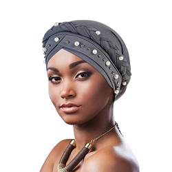 DRESHOW 1 Stück Afrikanischer Damen Turban Geflecht Kopfbedeckung Kopftücher Chemo Kappe Vorgebunden Beanie Mütze Kopfwickel Schlafmütze von DRESHOW