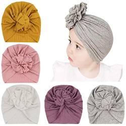 DRESHOW 5 Stück Baby Turban Hüte Turban Brötchen Knoten Baby Infant Beanie Baby Mädchen Weiche Nette Kleinkind Mütze von DRESHOW