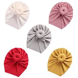 DRESHOW 5 Stück Baby Turban Hüte Turban Brötchen Knoten Baby Infant Beanie Baby Mädchen Weiche Nette Kleinkind Mütze von DRESHOW