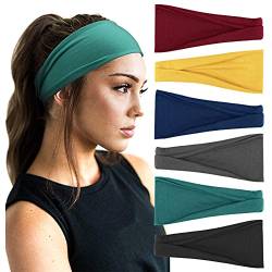 DRESHOW 6 Stück Damen Stirnband Kopfband Haarband Turban Elastische Stirnband Haarschmuck für Mädchen Alltag Yoga Sport Fitness von DRESHOW