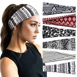 DRESHOW 6 Stück Damen Stirnband Kopfband Haarband Turban Elastische Stirnband Haarschmuck für Mädchen Alltag Yoga Sport Fitness von DRESHOW