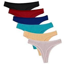 DRESHOW 6 Stück Damen Tangas Unterhosen Baumwolle Atmungsaktiver Slip Bikini Unterwäsche von DRESHOW