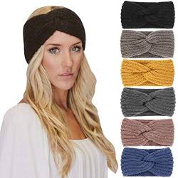 DRESHOW 6 Stück Stirnband Damen Winter Häkeln Stirnbänder Gestrickt Stirnband Kopfband Haarband Elastische Haarreife Ohr Wärmer von DRESHOW