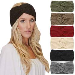 DRESHOW 6 Stück Stirnband Damen Winter Häkeln Stirnbänder Gestrickt Stirnband Kopfband Haarband Elastische Haarreife Ohr Wärmer von DRESHOW