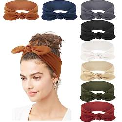 DRESHOW 8 Stück Damen Stirnband Kopfband Haarband Turban Elastische Stirnband Haarbänder Haarschmuck für Mädchen von DRESHOW
