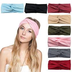 DRESHOW 8 Stück Damen Stirnband Kopfband Haarband Turban Elastische Stirnband Haarbänder Haarschmuck für Mädchen von DRESHOW