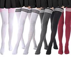 DRESHOW Damen Extra Lange Socken Überknie Kniestrümpfe Overknee Strümpfe Lange Gestreifte Socken Lässige Hoch Booten Strümpfe von DRESHOW