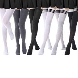 DRESHOW Damen Extra Lange Socken Überknie Kniestrümpfe Overknee Strümpfe Lange Gestreifte Socken Lässige Hoch Booten Strümpfe von DRESHOW