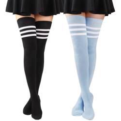 DRESHOW Damen Extra Lange Socken Überknie Lange Kniestrümpfe Overknee Strümpfe Retro Schüler Überknie Strick Socken von DRESHOW