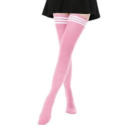 DRESHOW Damen Extra Lange Socken Überknie Lange Kniestrümpfe Overknee Strümpfe Retro Schüler Überknie Strick Socken von DRESHOW