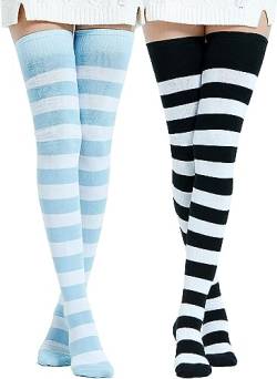 DRESHOW Damen Extra Lange Socken Überknie Lange Kniestrümpfe Overknee Strümpfe Retro Schüler Überknie Strick Socken von DRESHOW