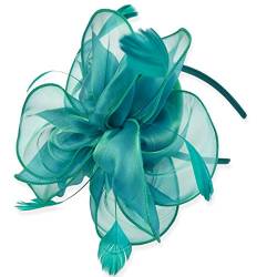 DRESHOW Damen Fascinators Hut Cocktail Party Tee Kopfbedeckung Blume Mesh Organza Bänder Federn auf Einem Stirnband von DRESHOW