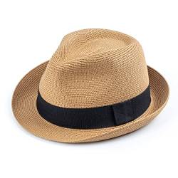 DRESHOW Damen Panama Hut Breiter Krempe Stroh Sommer Fedora Strohhut Panama Aufrollen Hut Strand Rollbar UV Sonnenhut UPF 50 + von DRESHOW