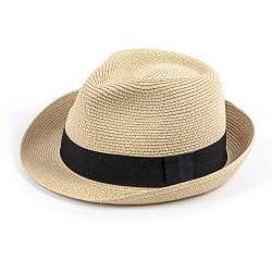 DRESHOW Damen Panama Hut Breiter Krempe Stroh Sommer Fedora Strohhut Panama Aufrollen Hut Strand Rollbar UV Sonnenhut UPF 50 + von DRESHOW