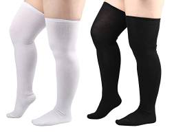 DRESHOW Damen Übergröße Kniestrümpfe Oberschenkelhohe Socken Overknee Lange Stiefel Strümpfe Beinwärmer von DRESHOW