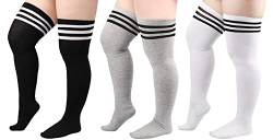DRESHOW Damen Übergröße Kniestrümpfe Oberschenkelhohe Socken Overknee Lange Stiefel Strümpfe Beinwärmer von DRESHOW