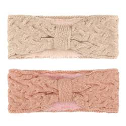 DRESHOW Damen Warm Gestricktes Stirnband Winter Ohrenwärmer Gehäkelte Kopfwickel Dickes Fleecefutter Haarbänder von DRESHOW