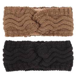 DRESHOW Damen Warm Gestricktes Stirnband Winter Ohrenwärmer Gehäkelte Kopfwickel Dickes Fleecefutter Haarbänder von DRESHOW