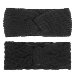 DRESHOW Damen Warm Gestricktes Stirnband Winter Ohrenwärmer Gehäkelte Kopfwickel Dickes Fleecefutter Haarbänder von DRESHOW