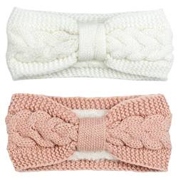 DRESHOW Damen Warm Gestricktes Stirnband Winter Ohrenwärmer Gehäkelte Kopfwickel Dickes Fleecefutter Haarbänder von DRESHOW