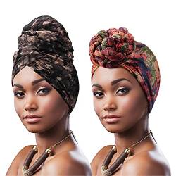 DRESHOW Haarwickel für Schwarze Damen,Jersey Schal Turban Langes Haar Kopfwickel Schal Kopftuch Weiche Stirnband Schals Gap von DRESHOW