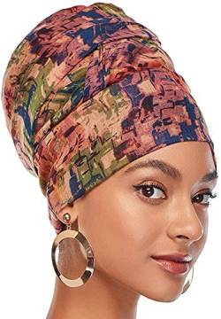 DRESHOW Haarwickel für Schwarze Damen,Jersey Schal Turban Langes Haar Kopfwickel Schal Kopftuch Weiche Stirnband Schals Gap von DRESHOW