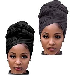DRESHOW Haarwickel für Schwarze Damen Schal Turban Langes Haar Kopfwickel Schal Kopftuch Weiche Stirnband Schals Gap von DRESHOW