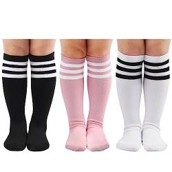 DRESHOW Kinder Kleinkind Fußball Socken Gestreift Knie hohe Baumwolle Socken Uniform Sport Lange Rohr Socken für Jungen Mädchen Kind von DRESHOW