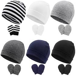 DRESHOW Neugeborenes Baby Mütze Hut und Handschuhe Set Beanie Bekleidung Unisex Infant Hut Kindergarten Mütze Baby Jungen Mädchen 0-6 Monate von DRESHOW