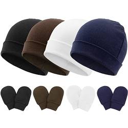 DRESHOW Neugeborenes Baby Mütze Hut und Handschuhe Set Beanie Bekleidung Unisex Infant Hut Kindergarten Mütze Baby Jungen Mädchen 0-6 Monate von DRESHOW