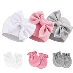 DRESHOW Neugeborenes Baby Mütze Hut und Handschuhe Set Beanie Bekleidung Unisex Infant Hut Kindergarten Mütze Baby Jungen Mädchen 0-6 Monate von DRESHOW