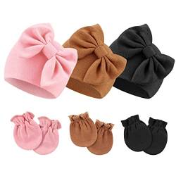 DRESHOW Neugeborenes Baby Mütze Hut und Handschuhe Set Beanie Bekleidung Unisex Infant Hut Kindergarten Mütze Baby Jungen Mädchen 0-6 Monate von DRESHOW