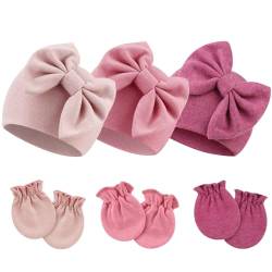 DRESHOW Neugeborenes Baby Mütze Hut und Handschuhe Set Beanie Bekleidung Unisex Infant Hut Kindergarten Mütze Baby Jungen Mädchen 0-6 Monate von DRESHOW