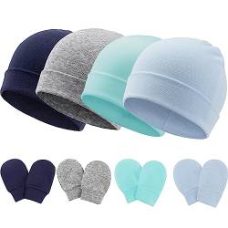 DRESHOW Neugeborenes Baby Mütze Hut und Handschuhe Set Beanie Bekleidung Unisex Infant Hut Kindergarten Mütze Baby Jungen Mädchen 0-6 Monate von DRESHOW