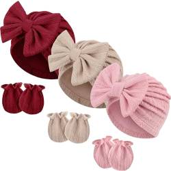 DRESHOW Neugeborenes Baby Mütze Hut und Handschuhe Set Beanie Bekleidung Unisex Infant Hut Kindergarten Mütze Baby Jungen Mädchen 0-6 Monate von DRESHOW