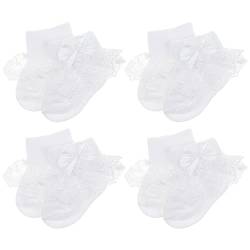 DRESHOW Säugling Spitze Schleife Socken Baby Rüschen Spitze Socken Neugeborene Kleinkinder Mädchen Socken Knöchel Kleid Socke von DRESHOW