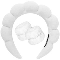 DRESHOW Spa Stirnband zum Waschen Gesicht Wristband Set Schwamm weiches Frottee Make-up Hautpflege Anti-Rutsch-Stirnband für Damen von DRESHOW