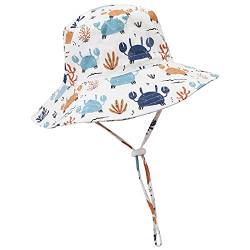 DRESHOW Unisex Baby Kleinkinder Sonnenhut Kappe Mütze Fischerhut Strandhut Kinder Baby Stern Sommerhut UV Schutz UPF 50+, Age 6-12 Monate, Size 48cm von DRESHOW