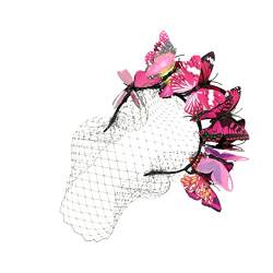 DRESSOOS 1Stk Schmetterlings-Stirnband Schmetterlinge Haarband Frau Schleier Kopfbedeckung Haarklammer Haarschmuck Frau Kopfschmuck Damen-Mesh-Kopfschmuck Fee Haarnadel schmücken von DRESSOOS