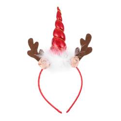 DRESSOOS 1stk Einhorn-elch-stirnband Weihnachtshaarreifen Haargummis Für Kinder Halloween-rentier-stirnband Haarschmuck Für Frauen Geweih-kopfbedeckung Haarband Mode Rot Zubehör Mädchen von DRESSOOS