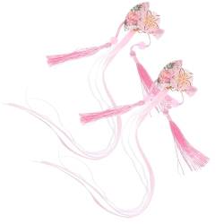 DRESSOOS 2 Stk Fan-Haarnadel Haarschmuck für Mädchen Brautkopfschmuck Haarspangen Haar Klammern Haarschmuck im japanischen Stil Haarschmuck für Frauen lang Krokodilklemme Blumen von DRESSOOS