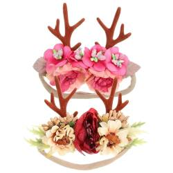 DRESSOOS 2St Geschenke für die Rentier-Haargummis Haarseile baby stirnbänder haarschmuck Pferdeschwänze Haargummis Weihnachtshaargummis Stirnband Haarring Pferdeschwanz Kind Stoff von DRESSOOS