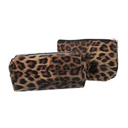 DRESSOOS Makeup Tasche 2st Leopard-Kosmetiktasche Kosmetikkoffer Für Unterwegs Reisekosmetikkoffer Kleine Schminktasche Kulturbeutel Leder Tragbar Fräulein Aufbewahrungstasche von DRESSOOS